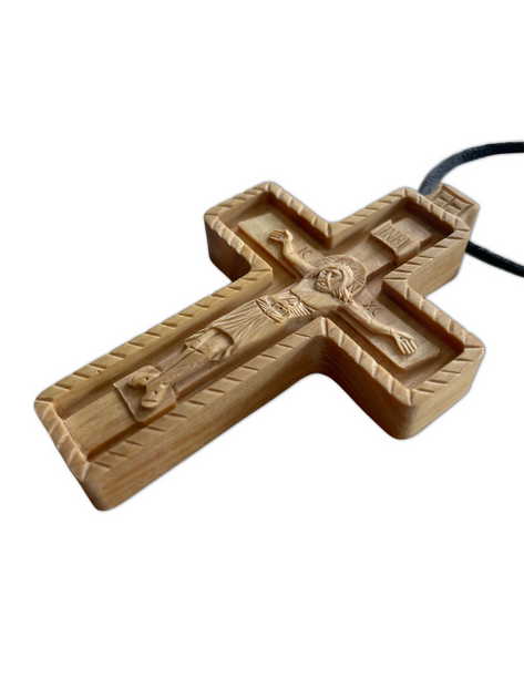 Wooden Orthodox Cross Necklace