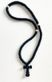 Athonite Wool Prayer Rope with Light Wood Beads - 100 knots