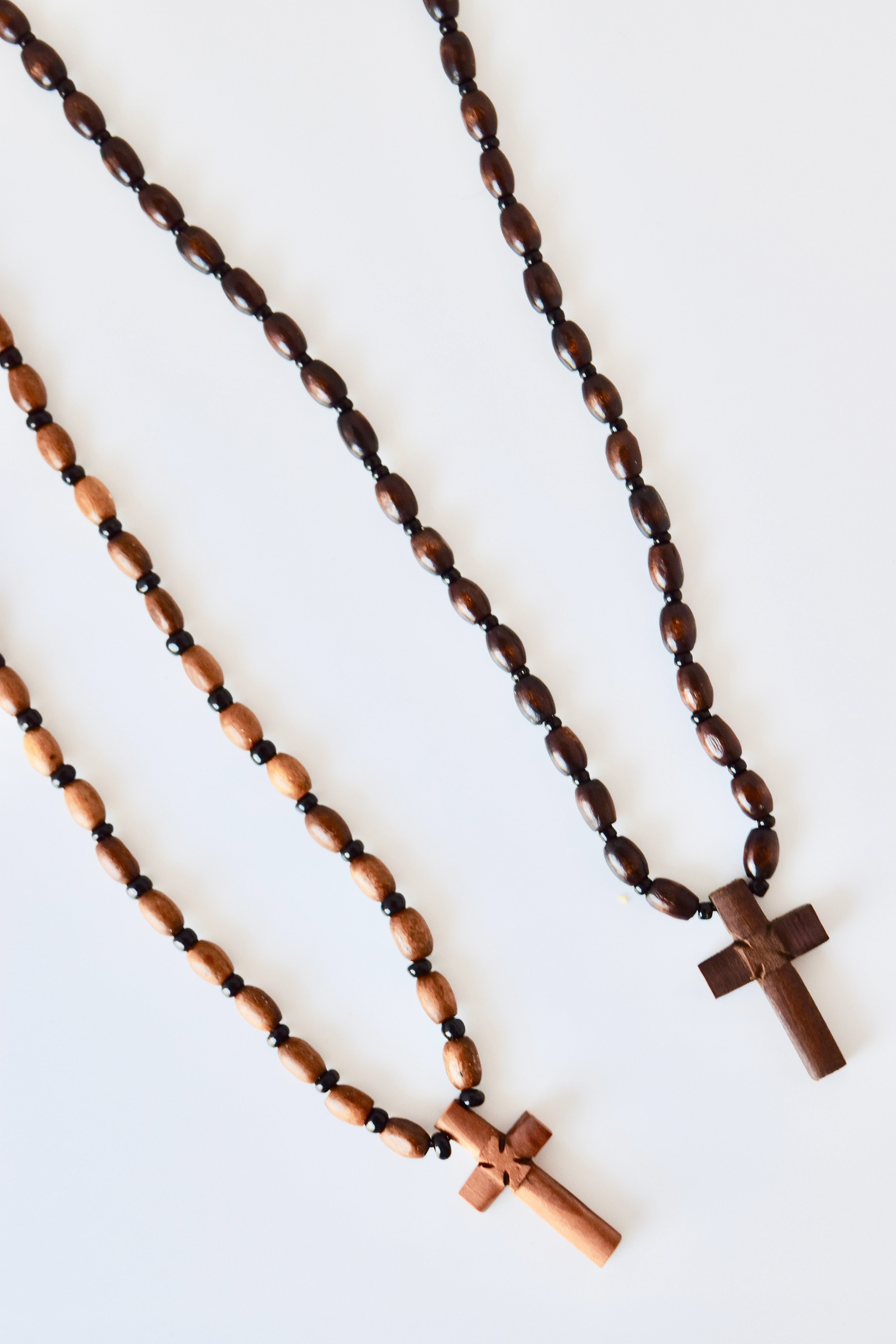 ZUARFY Wooden Grain Beads Jesus Cross Rosary Necklace Carved Rosary Pendant  Christian - Walmart.com